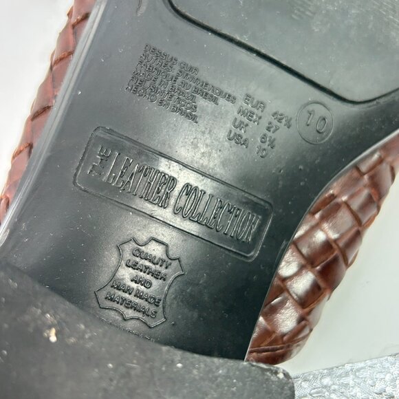 Leather Collection ladies Brown slides chunky 10 Woven Heel Sandal vtg y2k 90s - Picture 5 of 12